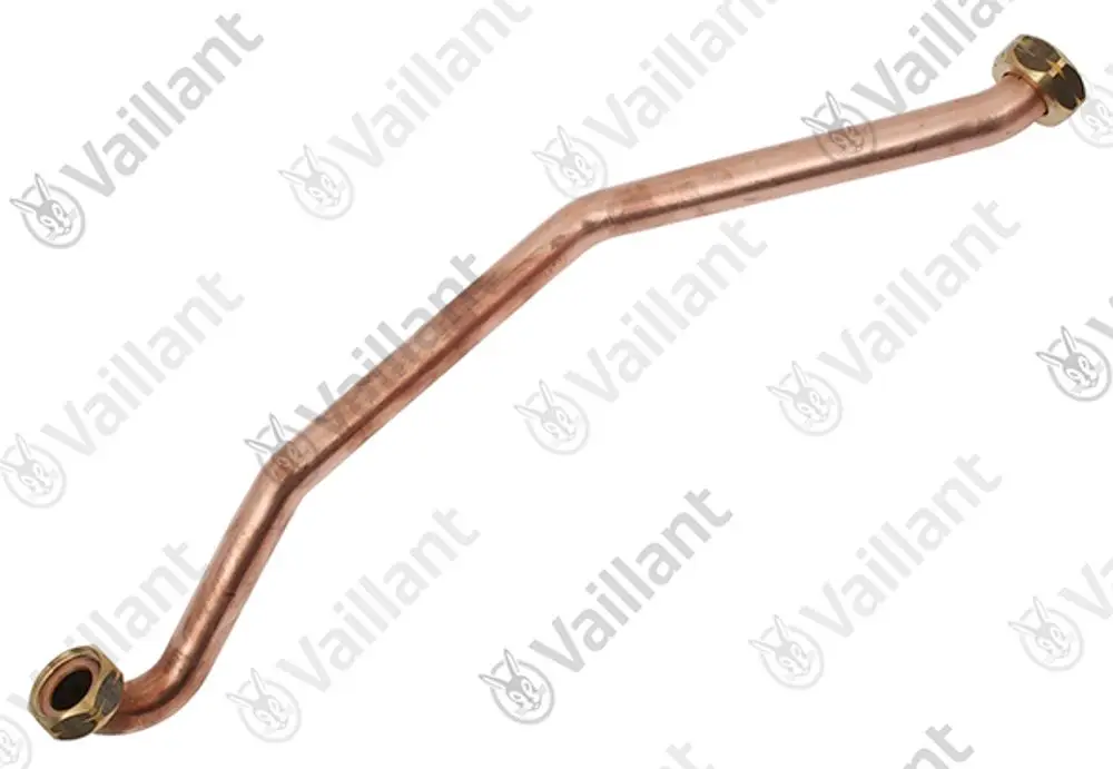 Kupferrohr von Vaillant mit zwei Anschlüssen, gebogenem Design, geeignet für Antilegionellen-Set.